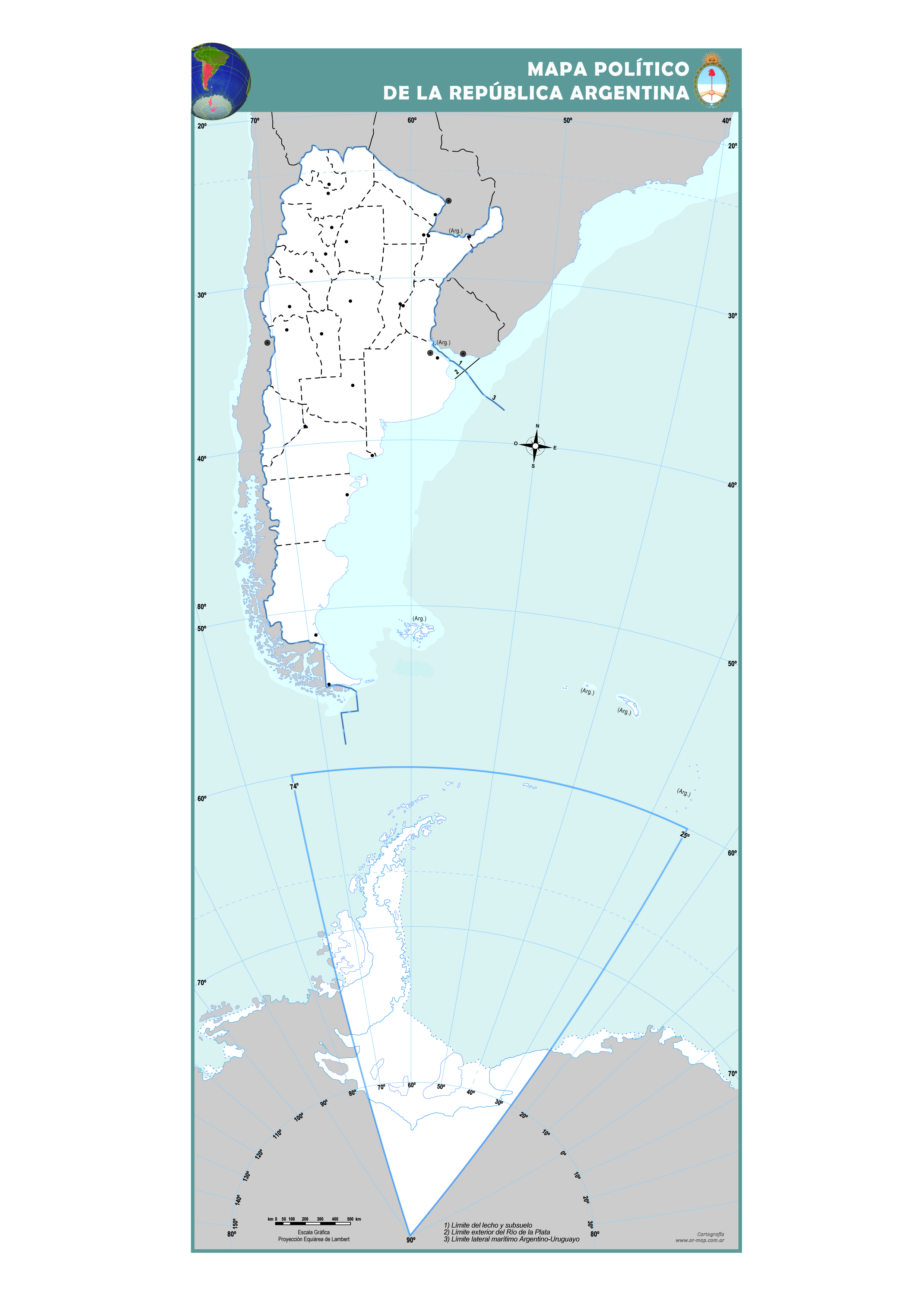 Mapa mudo político de la Argentina