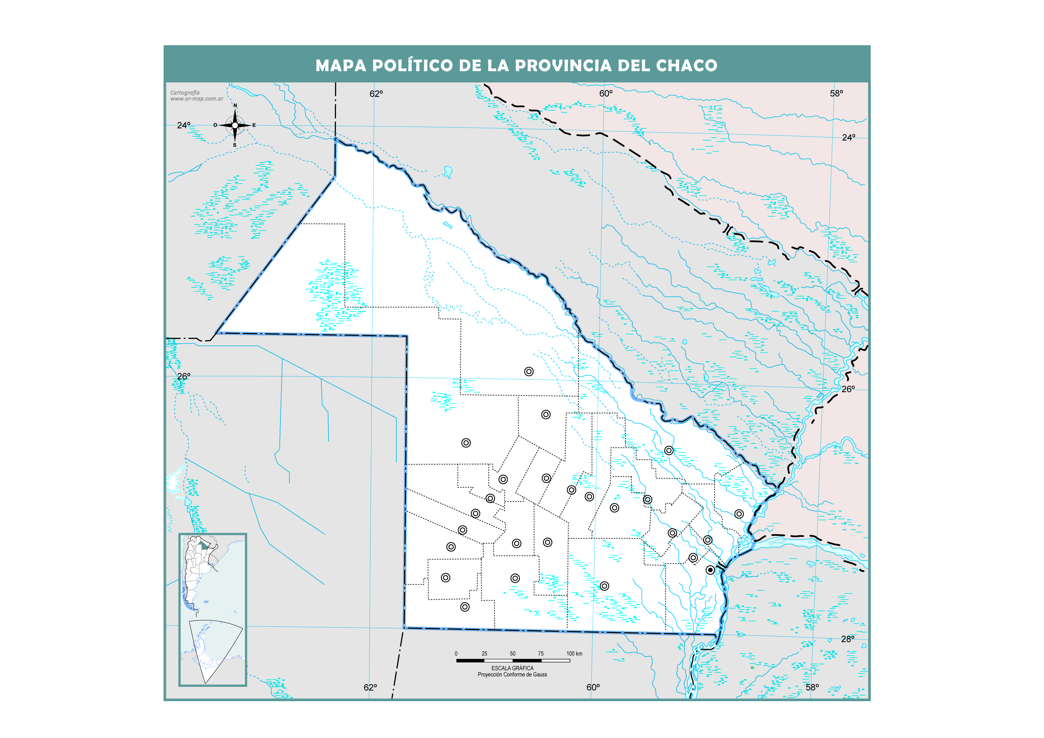 Mapa mudo político del Chaco