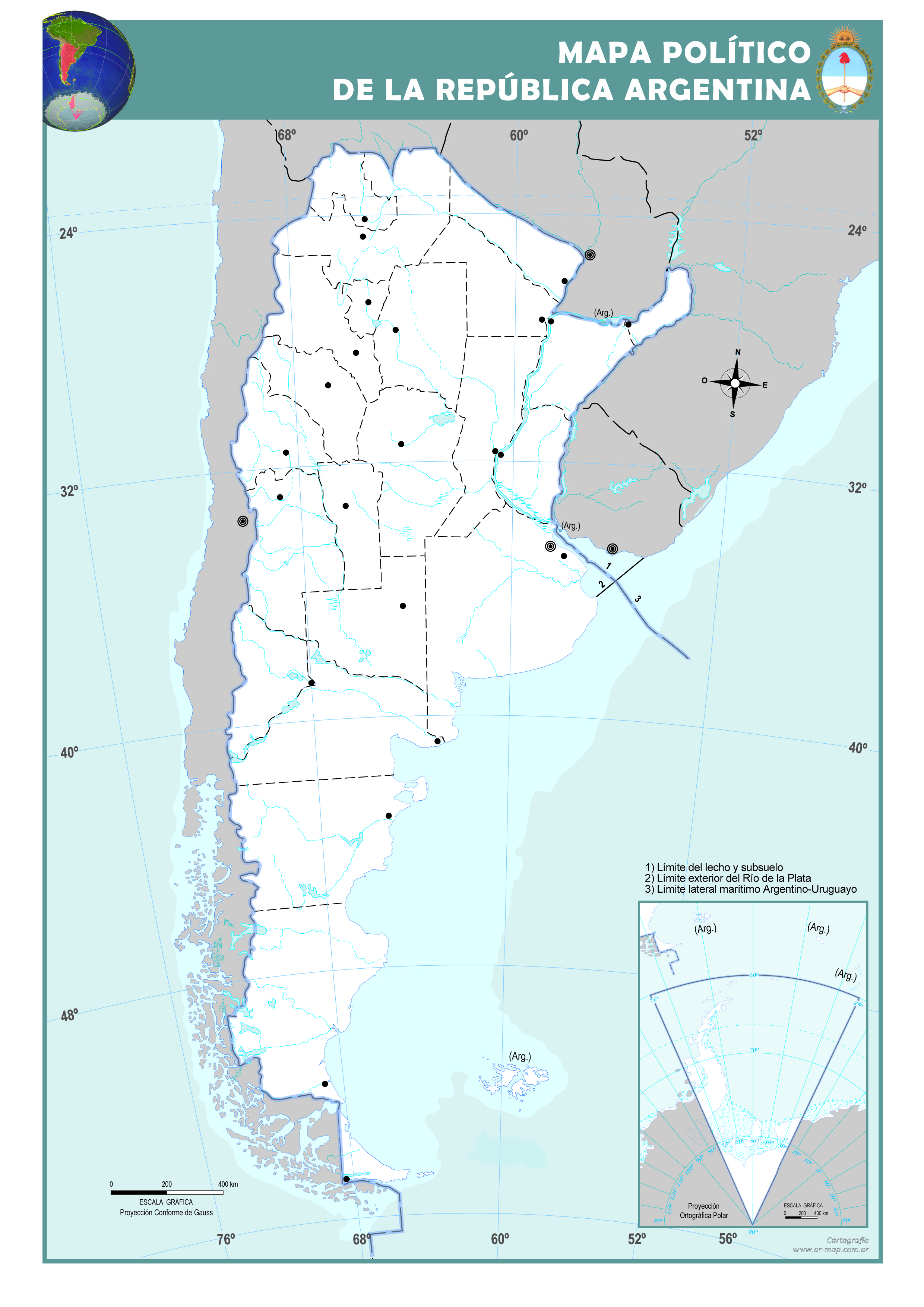 Mapa mudo político de la Argentina