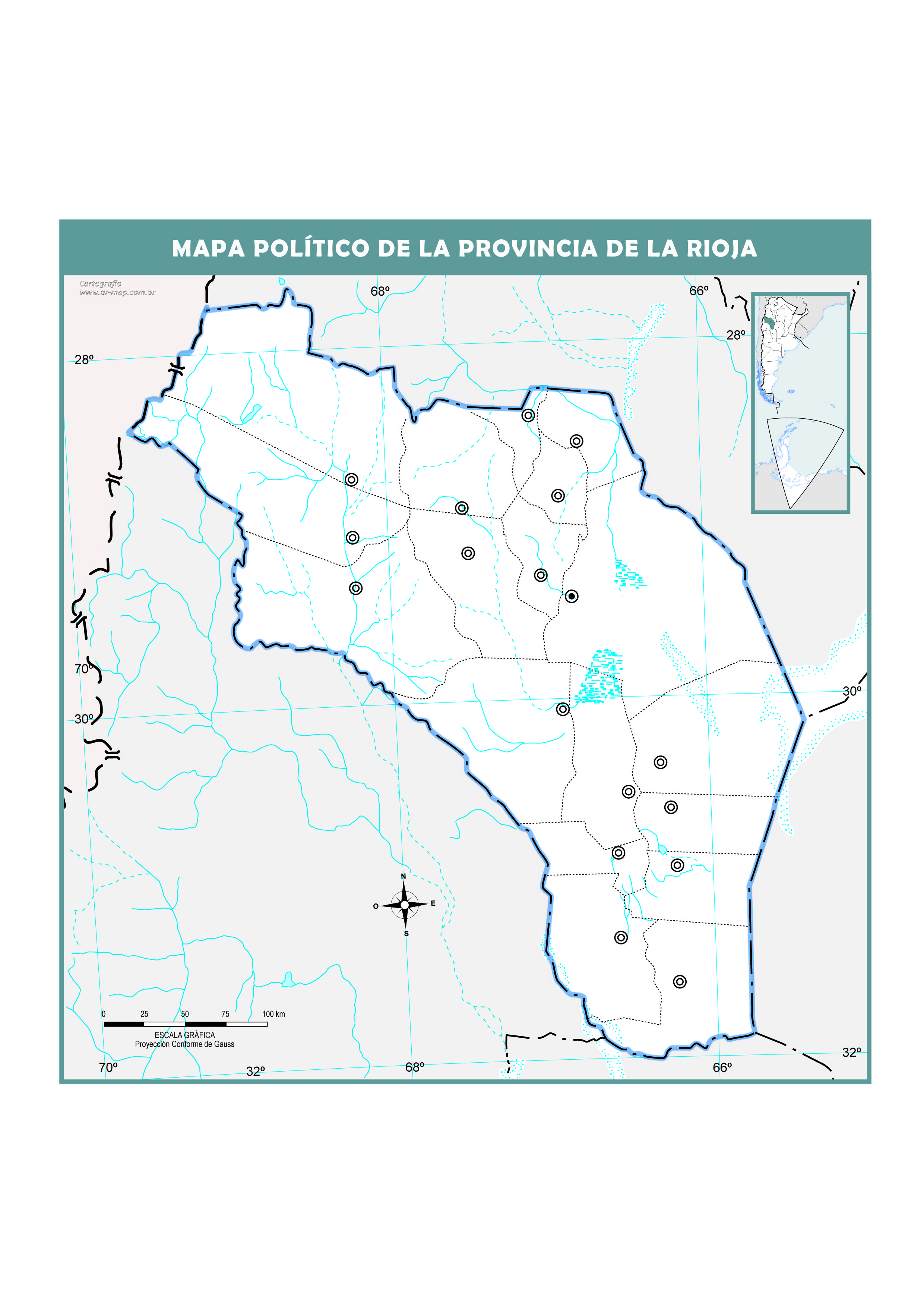 Mapa mudo político de La Rioja