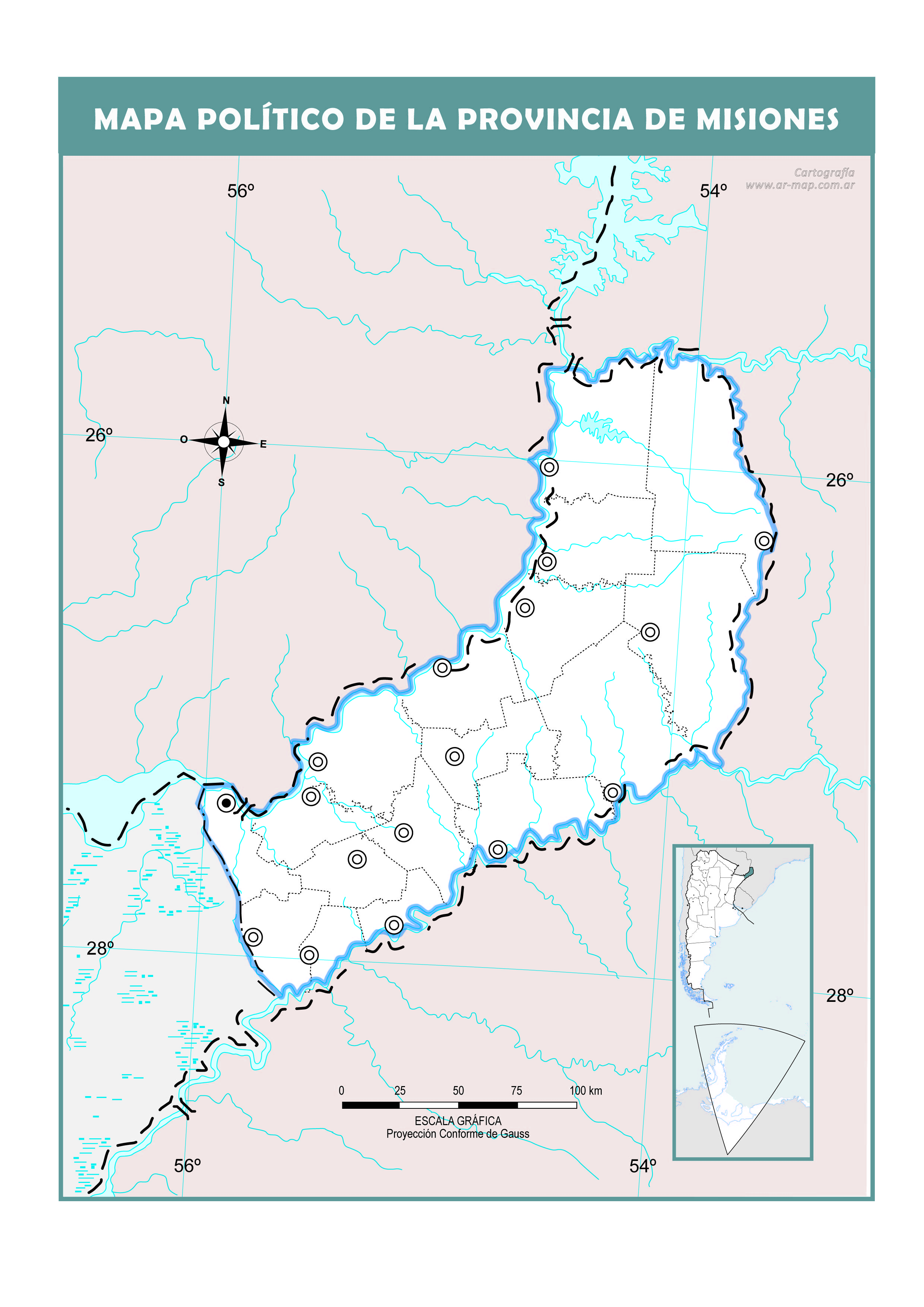 Mapa mudo político de Misiones