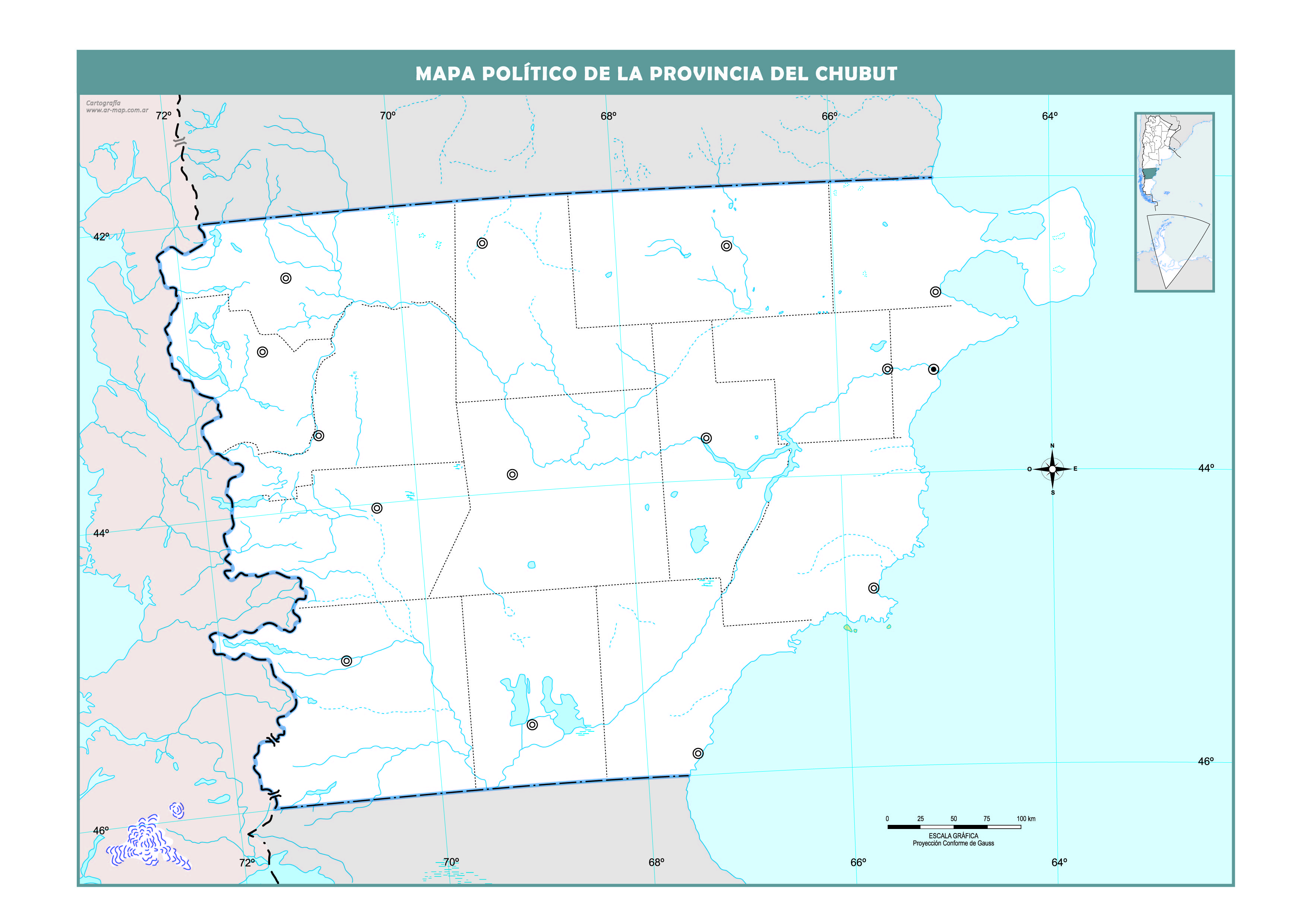 Mapa mudo político de Chubut