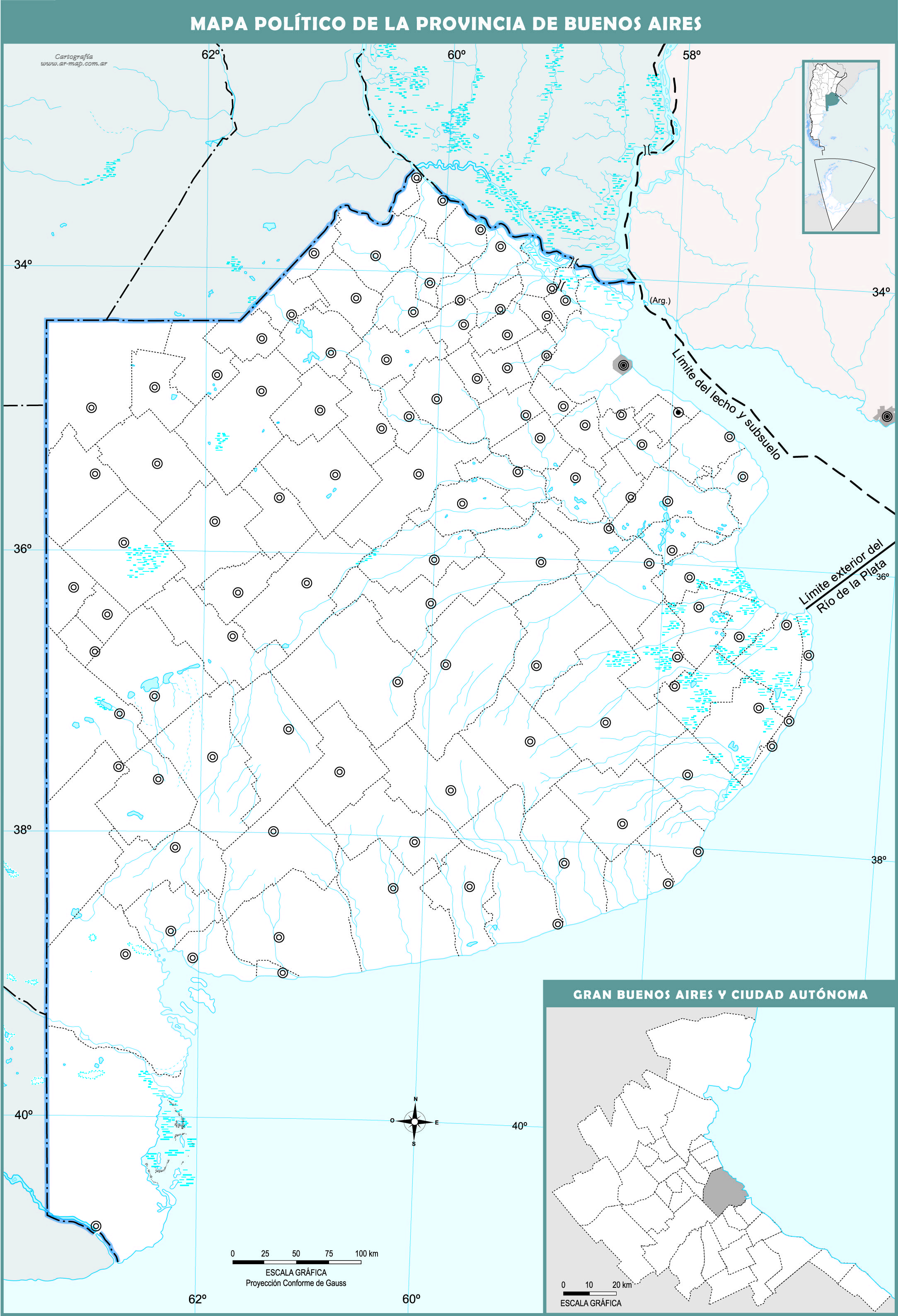 Mapa mudo político de Buenos Aires
