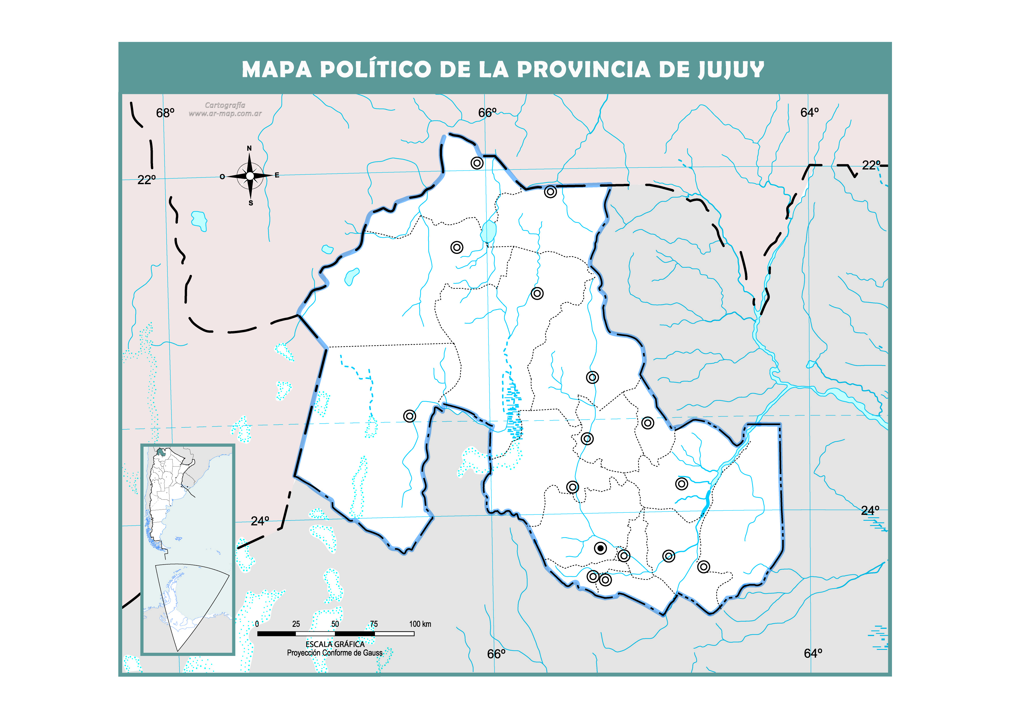 Mapa mudo político de Jujuy