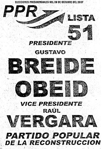 Boleta electoral de Breide Obeid-Vergara.