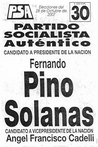 Boleta electoral de Solanas-Cadelli