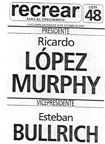 Boleta electoral de López Murphy-Bullrich