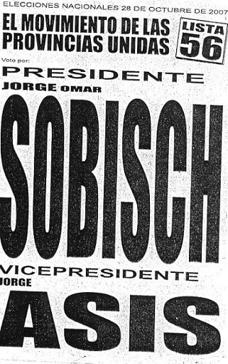 Boleta electoral de los candidatos Sobisch-Asís