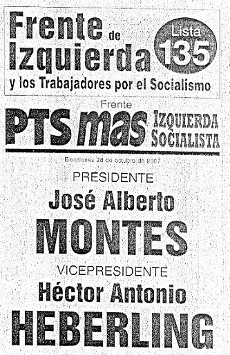 Boleta electoral de los candidatos Montes-Heberling