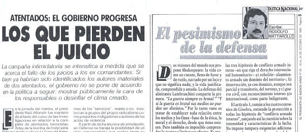 El Periodista, octubre de 1985.
