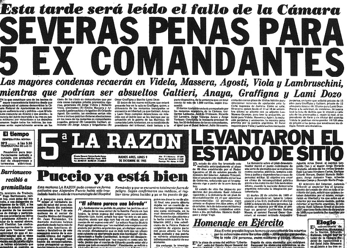 La Razón, 9/12/1985.