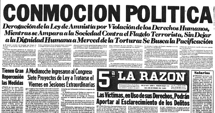Nota en La Razón. Octubre de 1983.