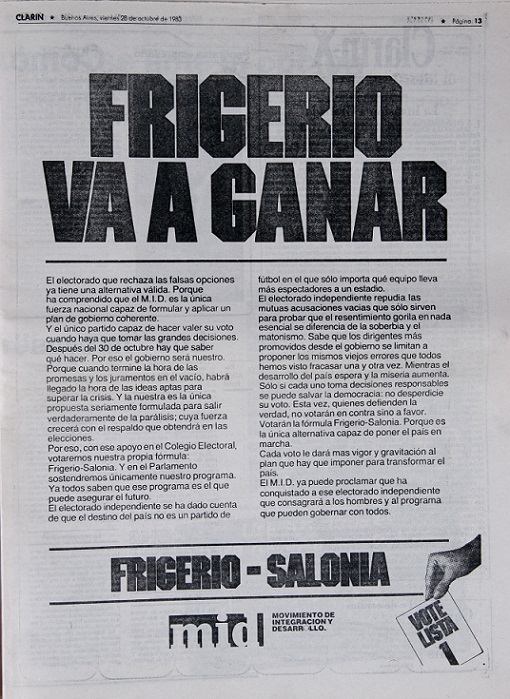 Frigerio va a ganar