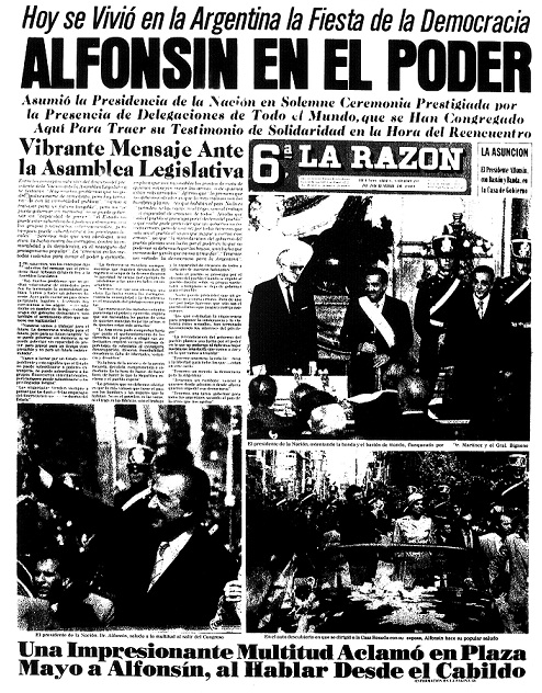 Tapa La Razón Asume Alfonsín 