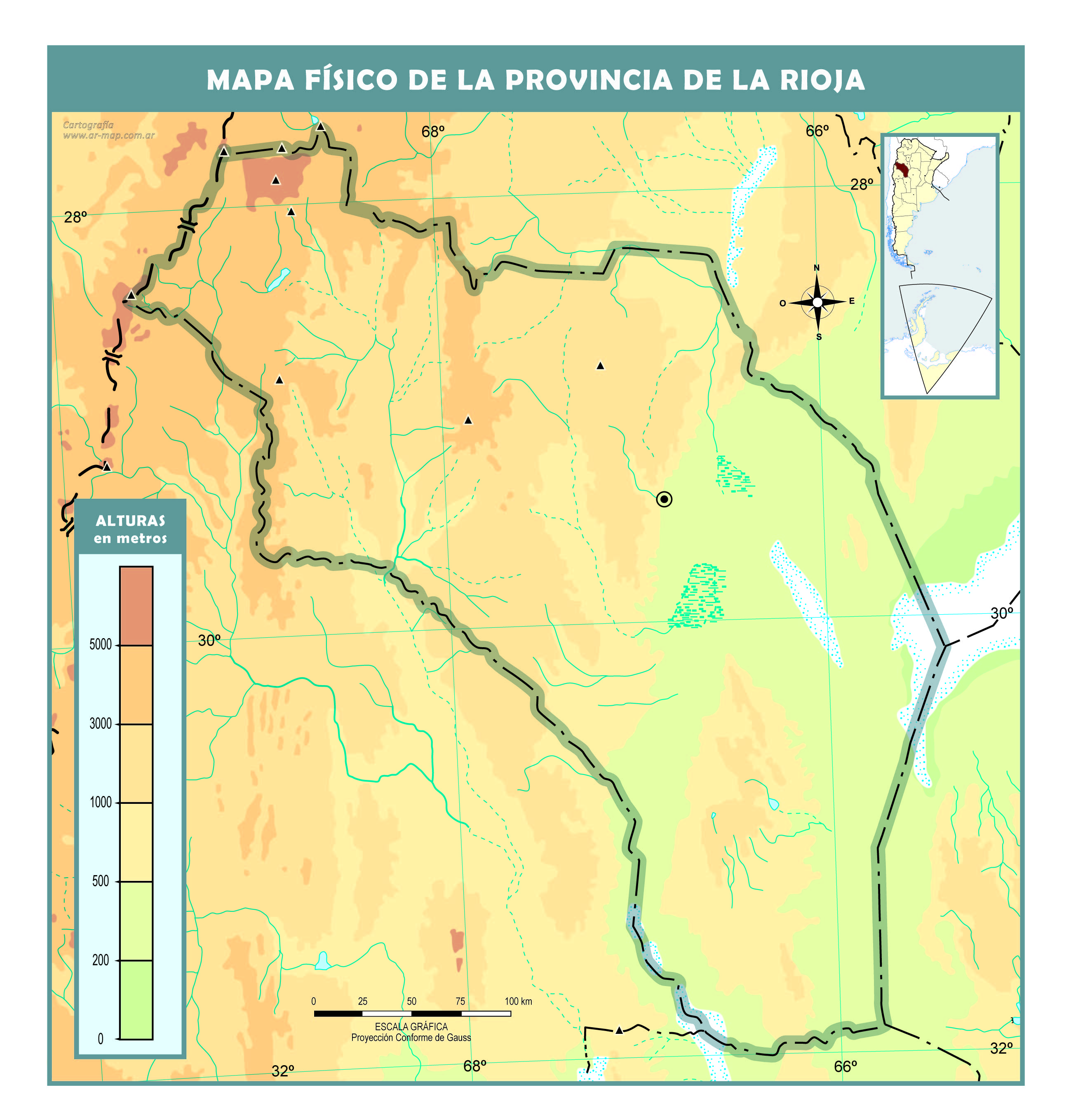 Mapa físico mudo de la provincia de La Rioja