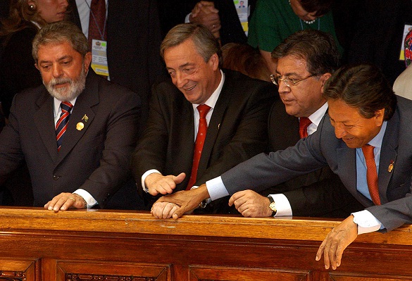Presidentes latinoamericanos en la asunción de Evo Morales