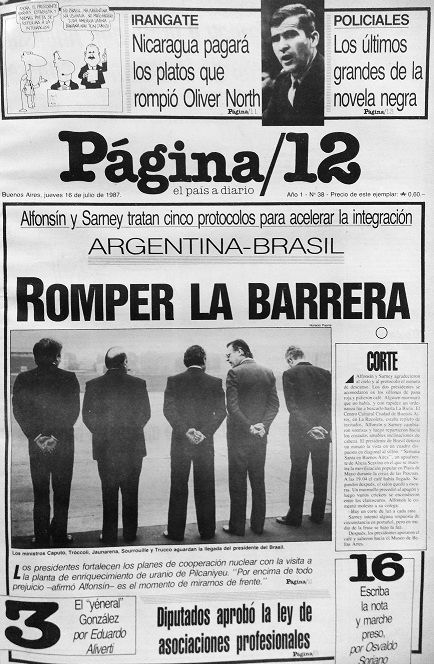 Tapa de Página/12, 26/05/1987.