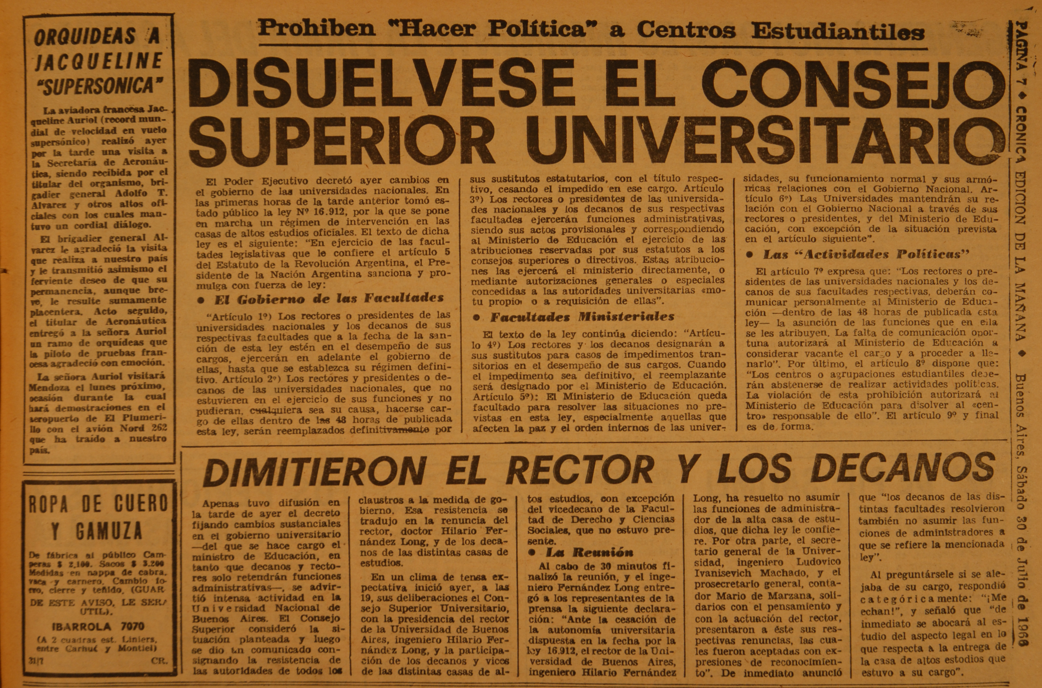 «Disuelvese el consejo superior universitario»