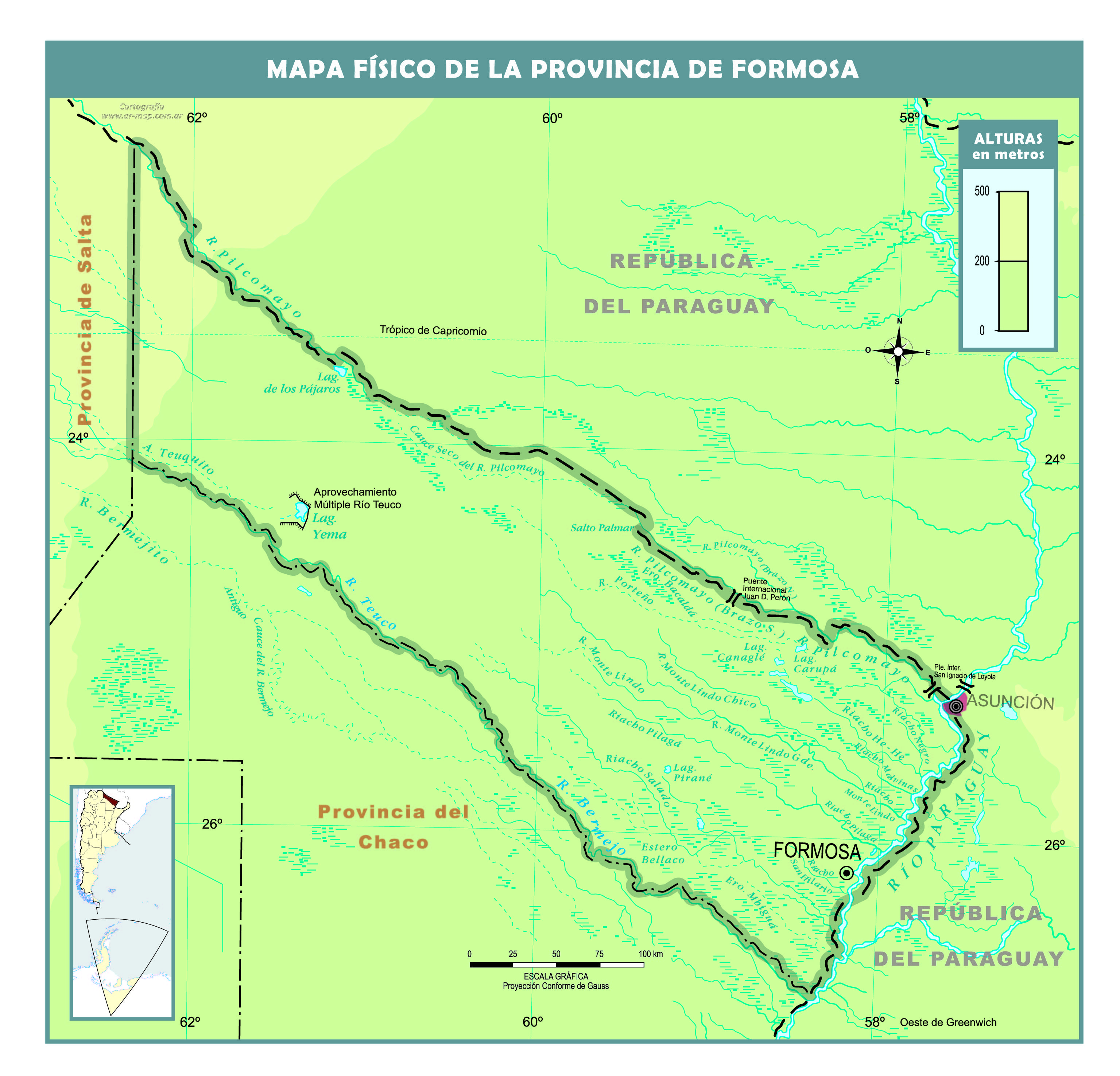 Mapa físico de Formosa