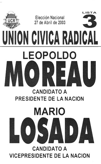 Boleta electoral de Moreau-Losada
