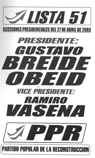 Boleta electoral de Breide Obeid-Vasena