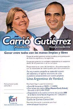 Afiche de la campaña de Carrió-Gutiérrez