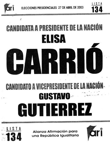 Boleta electoral de Carrió-Gutiérrez