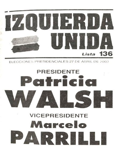 Boleta electoral de Walsh-Parrilli.
