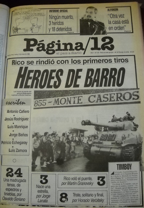 Rendición de Aldo Rico y los sublevados