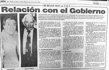 Conflictividad social. Reunión de la CGT, 1985