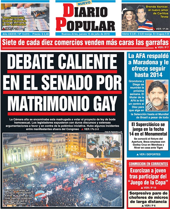 Debate caliente en el Senado por matrimonio gay
