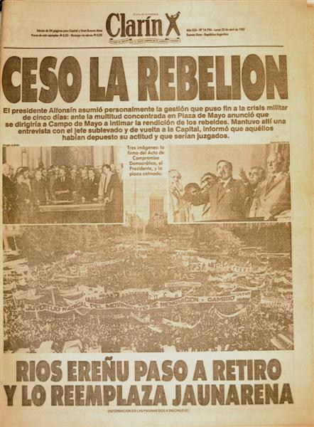 Diario Clarín "Cesó la Rebelión"