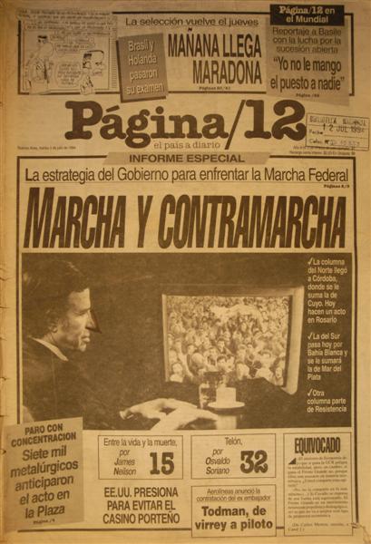 Tapa Página 12, Marcha Federal 1994