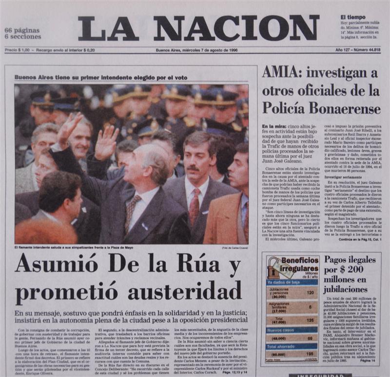 Diario La Nación, foto de De la Rúa