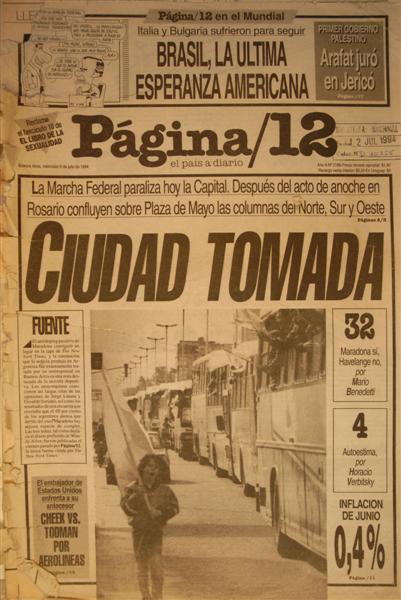 Tapa Página 12, Marcha Federal 1994