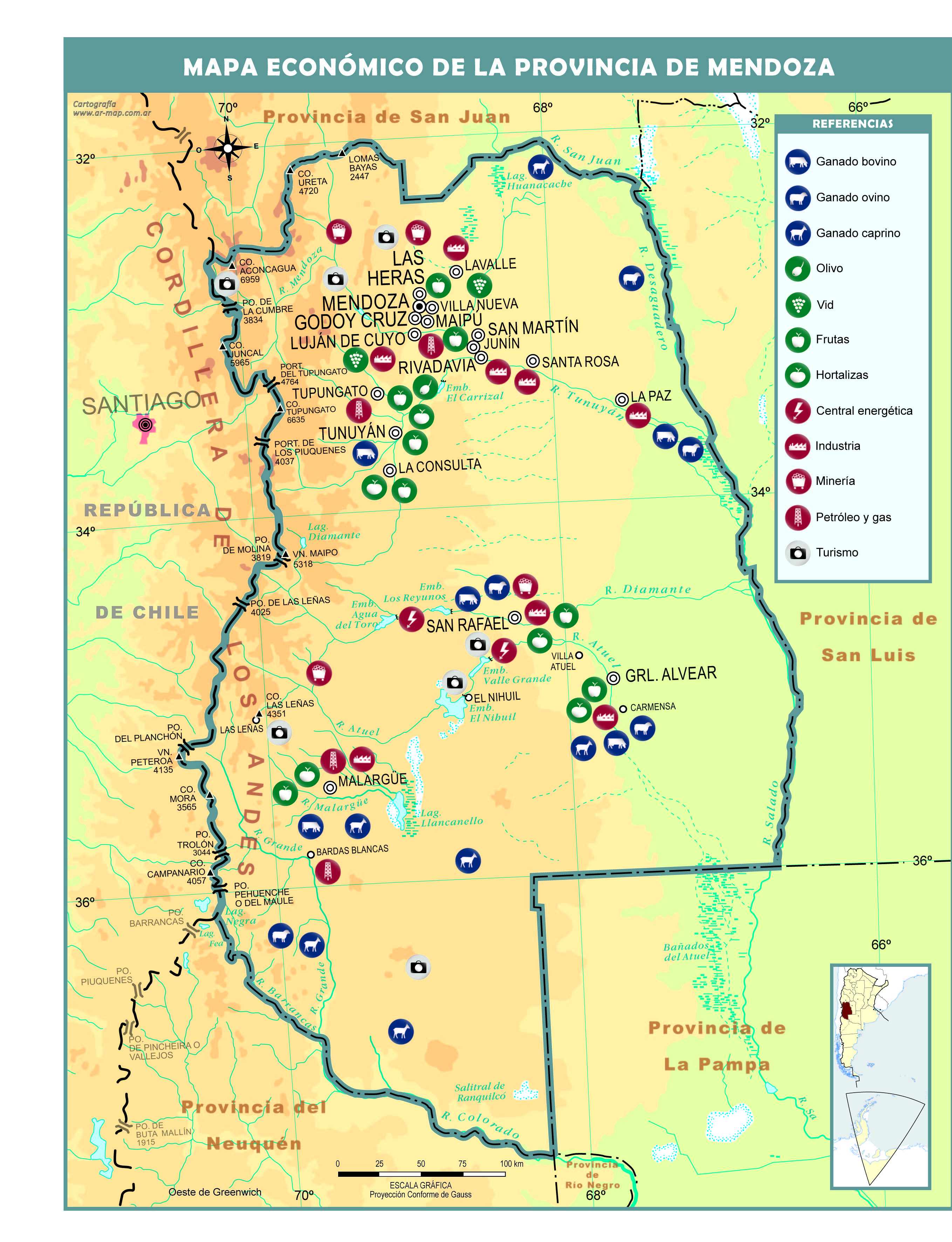 Mapa económico de la provincia de Mendoza