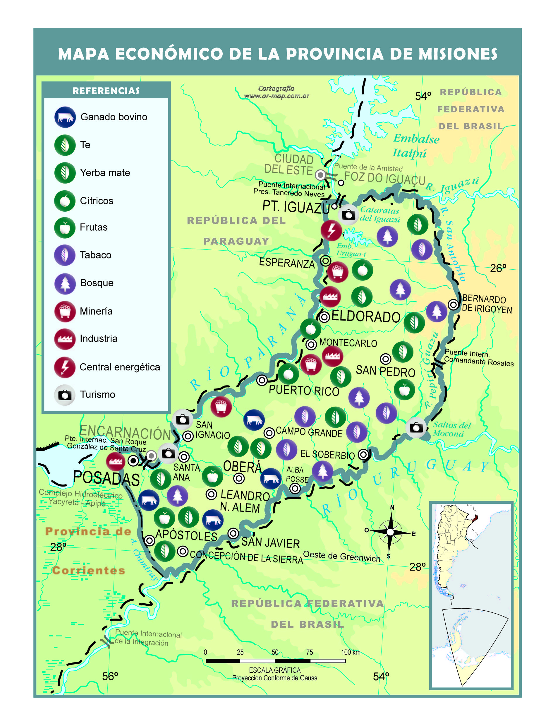 Mapa económico de la provincia de Misiones