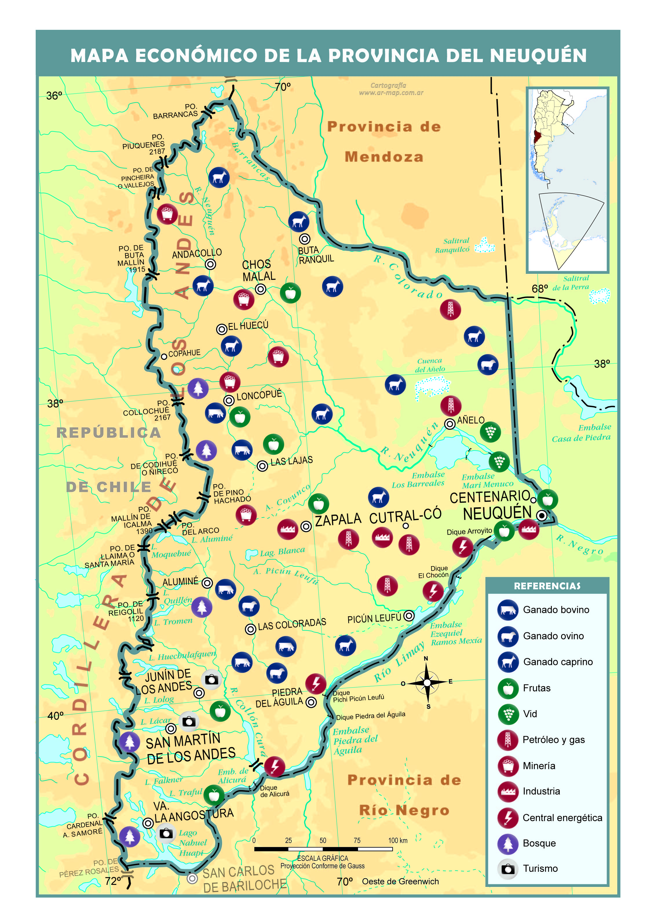 Mapa económico de la provincia de Neuquén