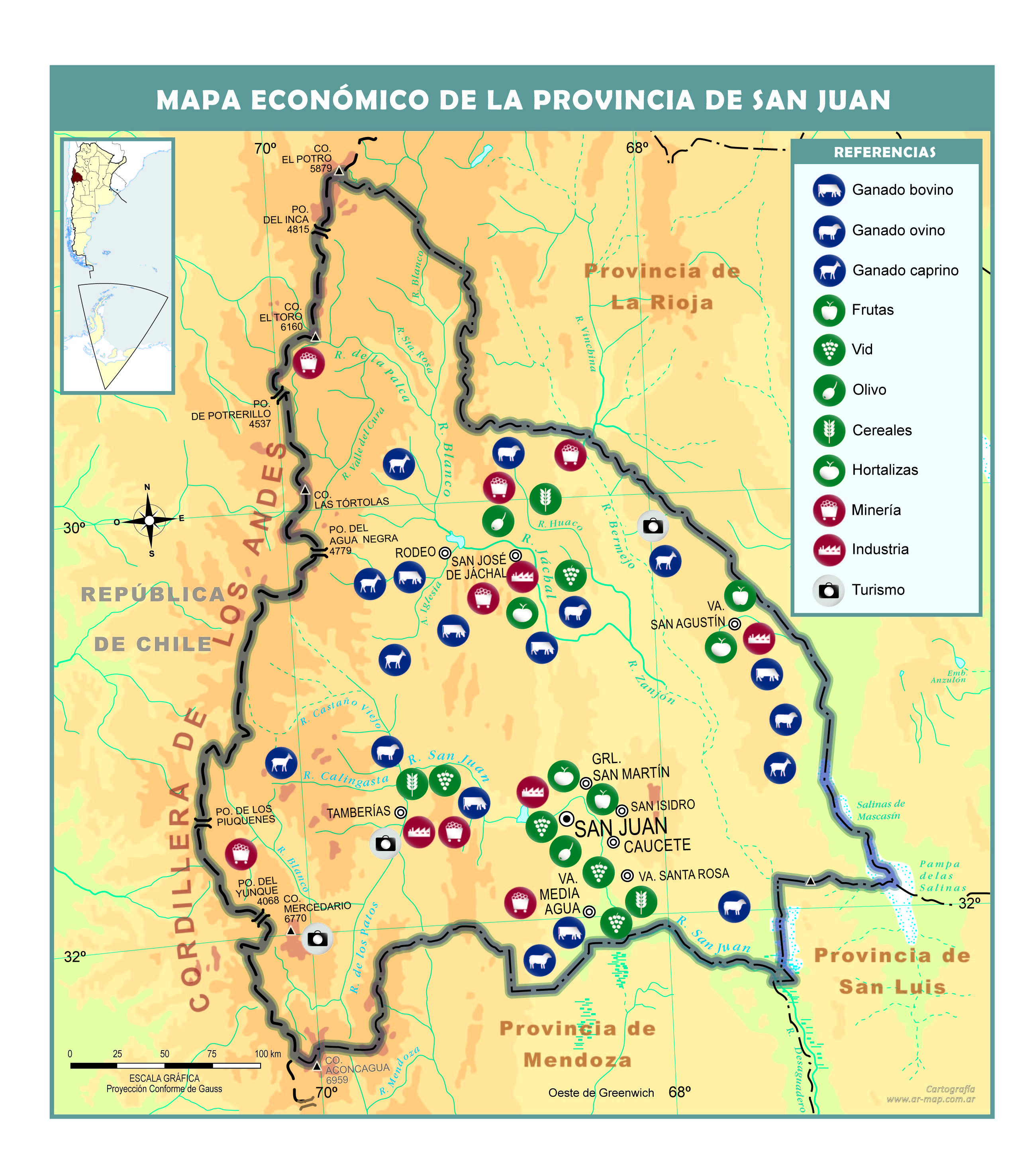 Mapa económico de la provincia de San Juan