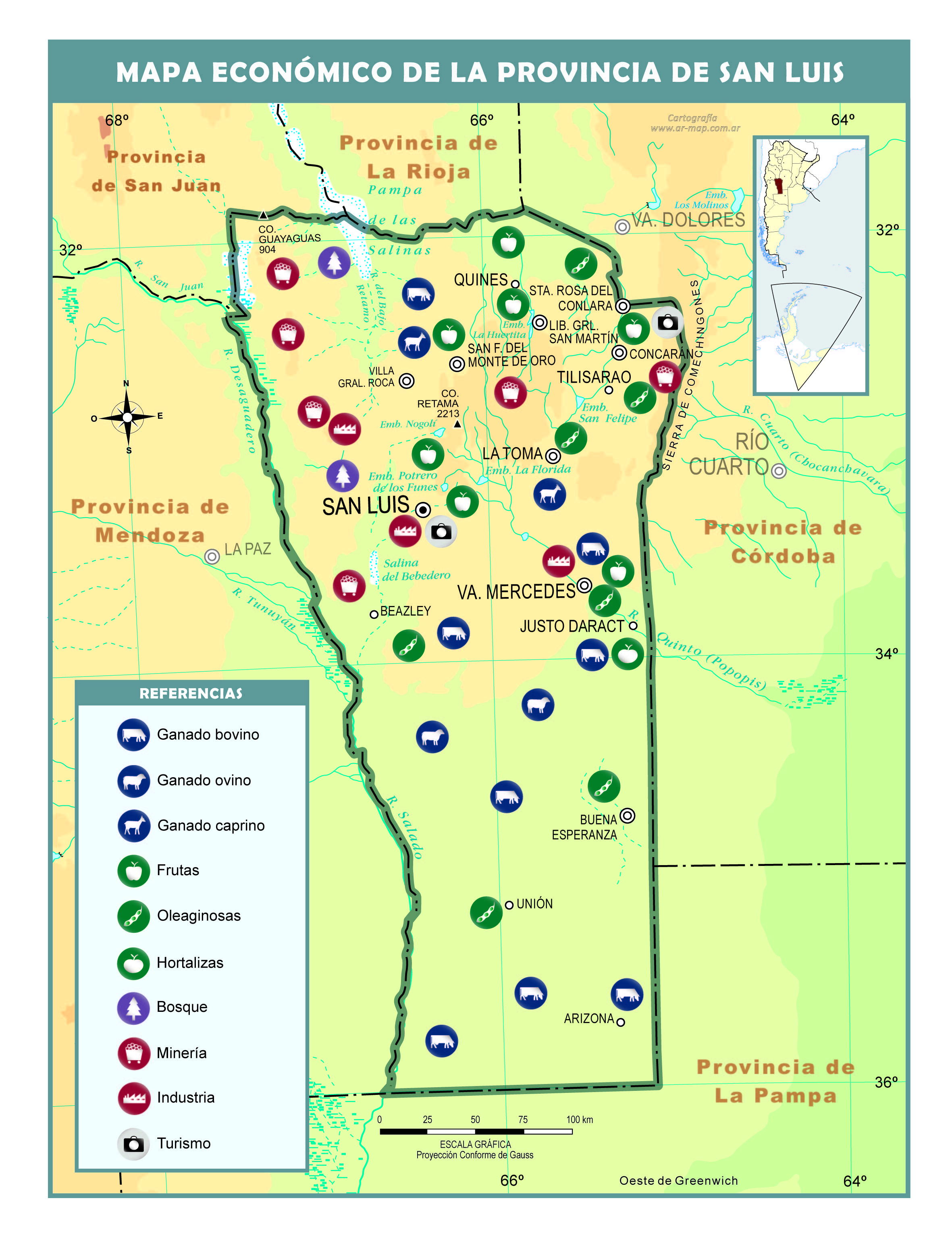 Mapa económico de la provincia de San Luis