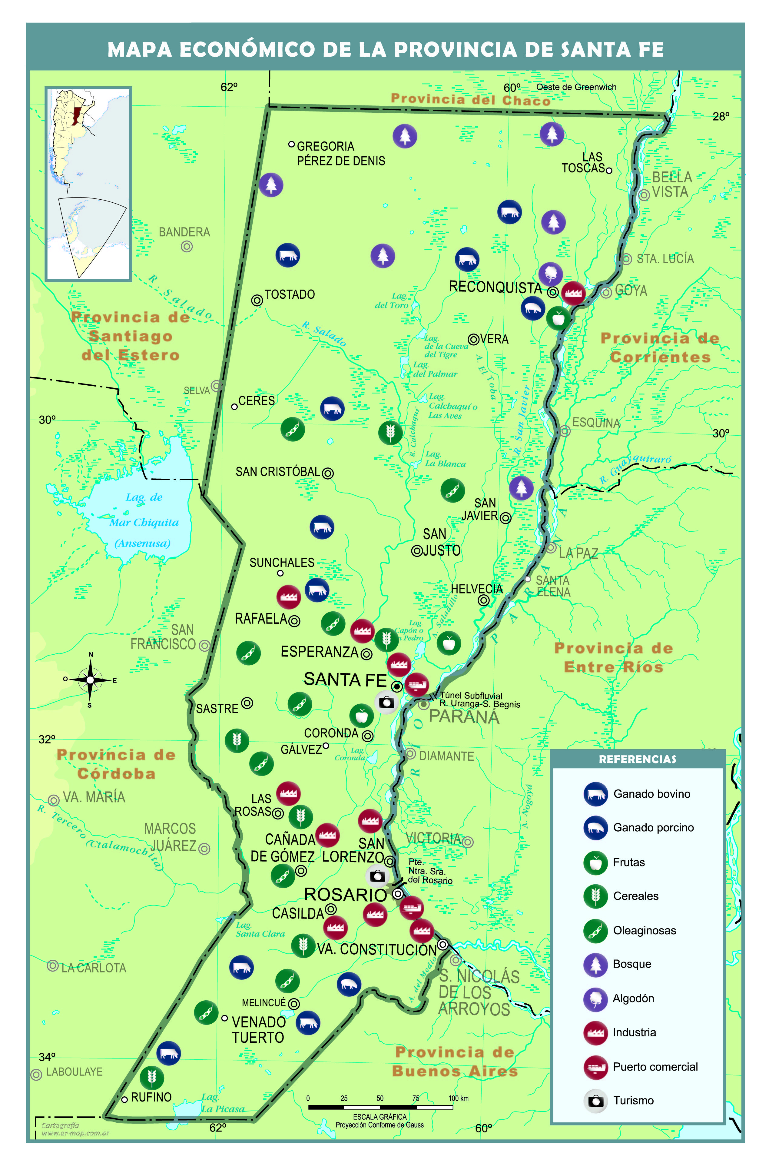 Mapa económico de la provincia de Santa Fe