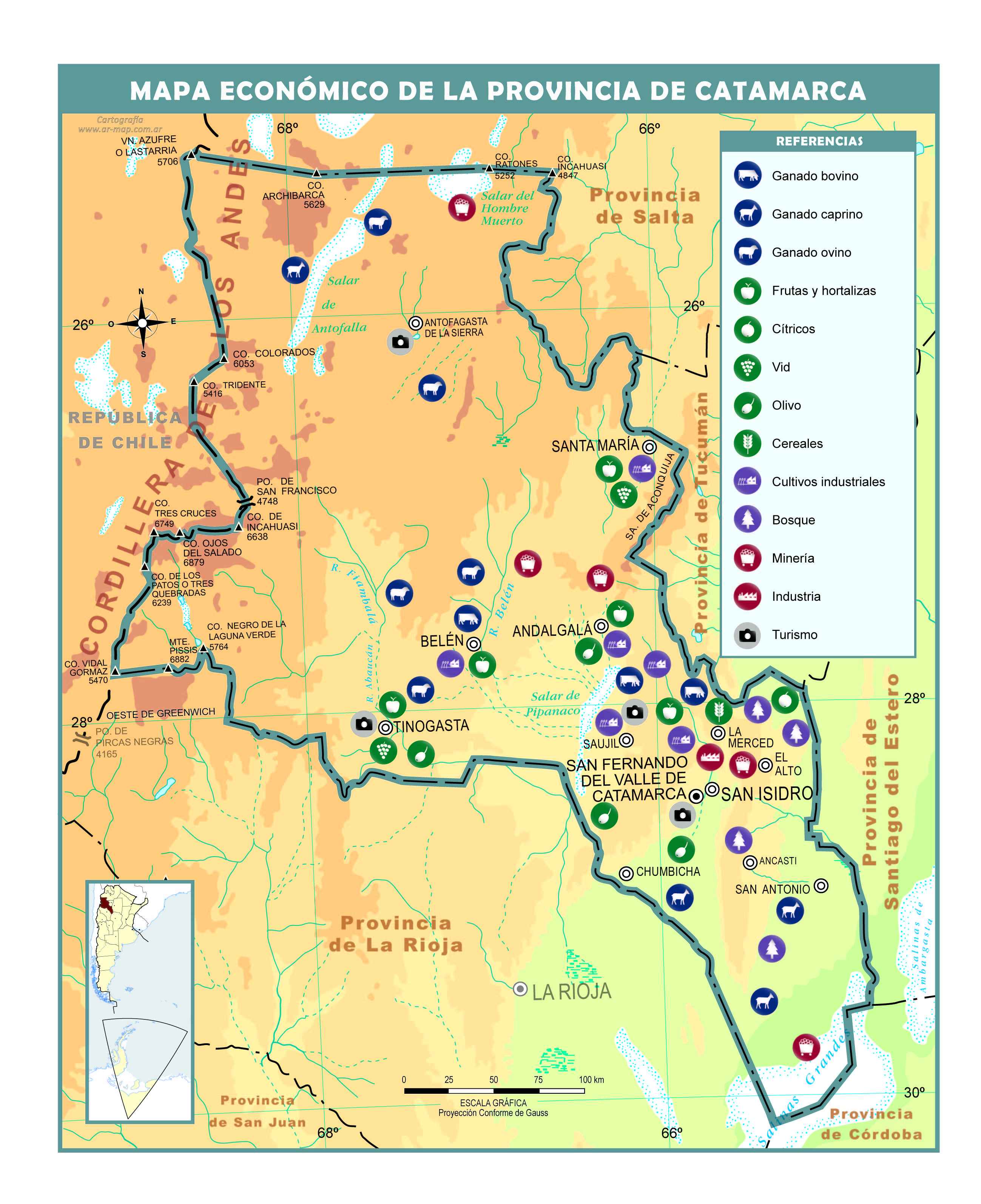 Mapa económico de la provincia de Catamarca