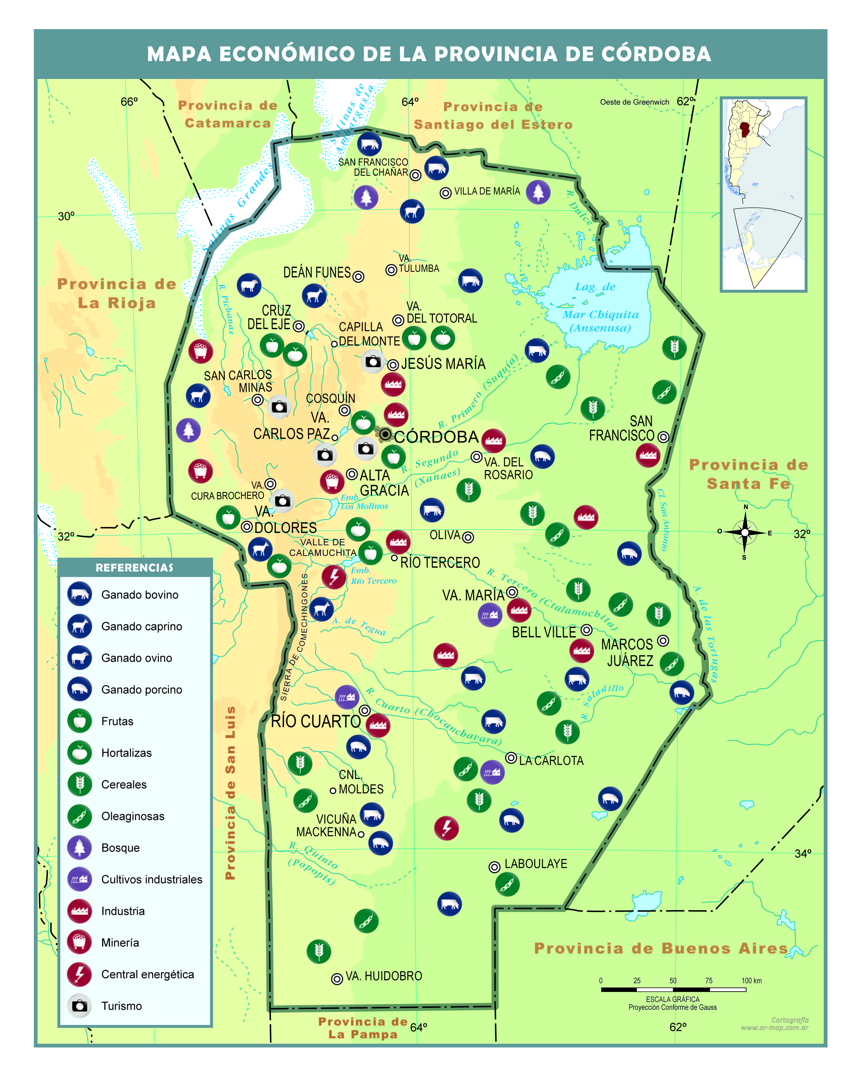 Mapa económico de la provincia Córdoba