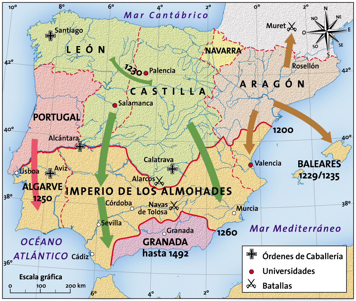 La península Ibérica hacia el año 1200