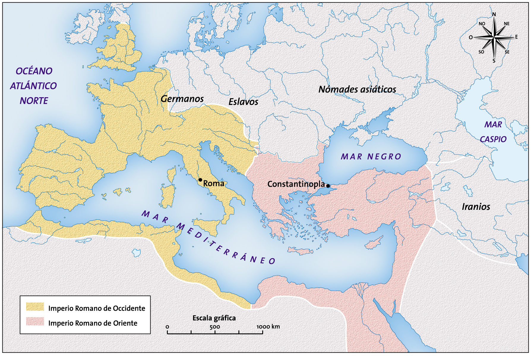 La división del Imperio Romano a la muerte de Teodosio