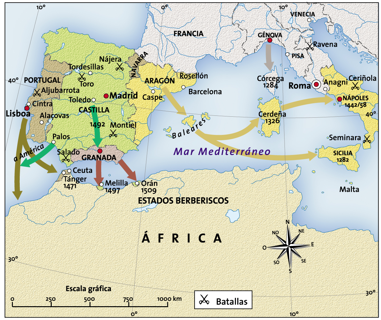 La península Ibérica en los siglos XIV y XV