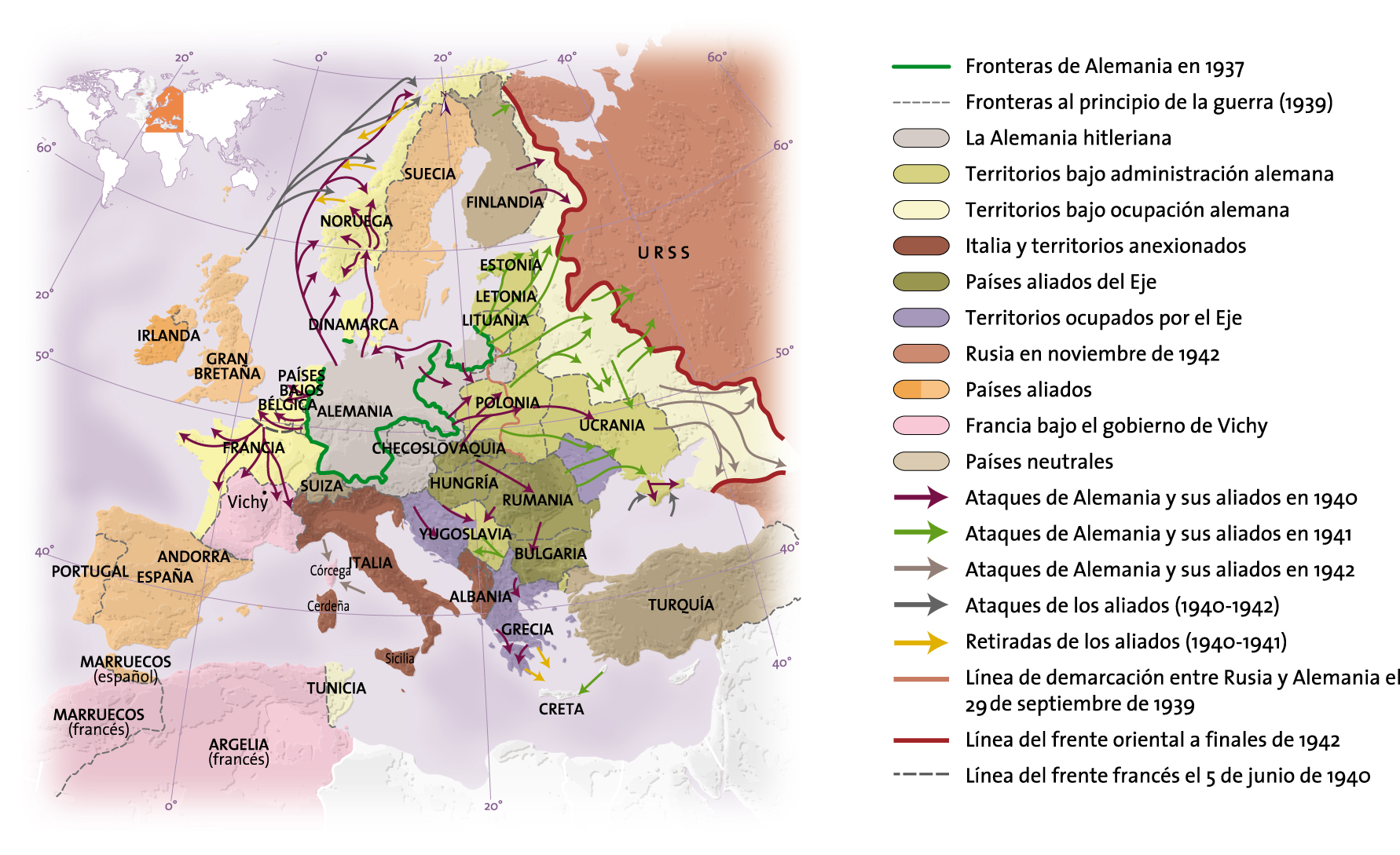 La Segunda Guerra Mundial entre 1939-1942