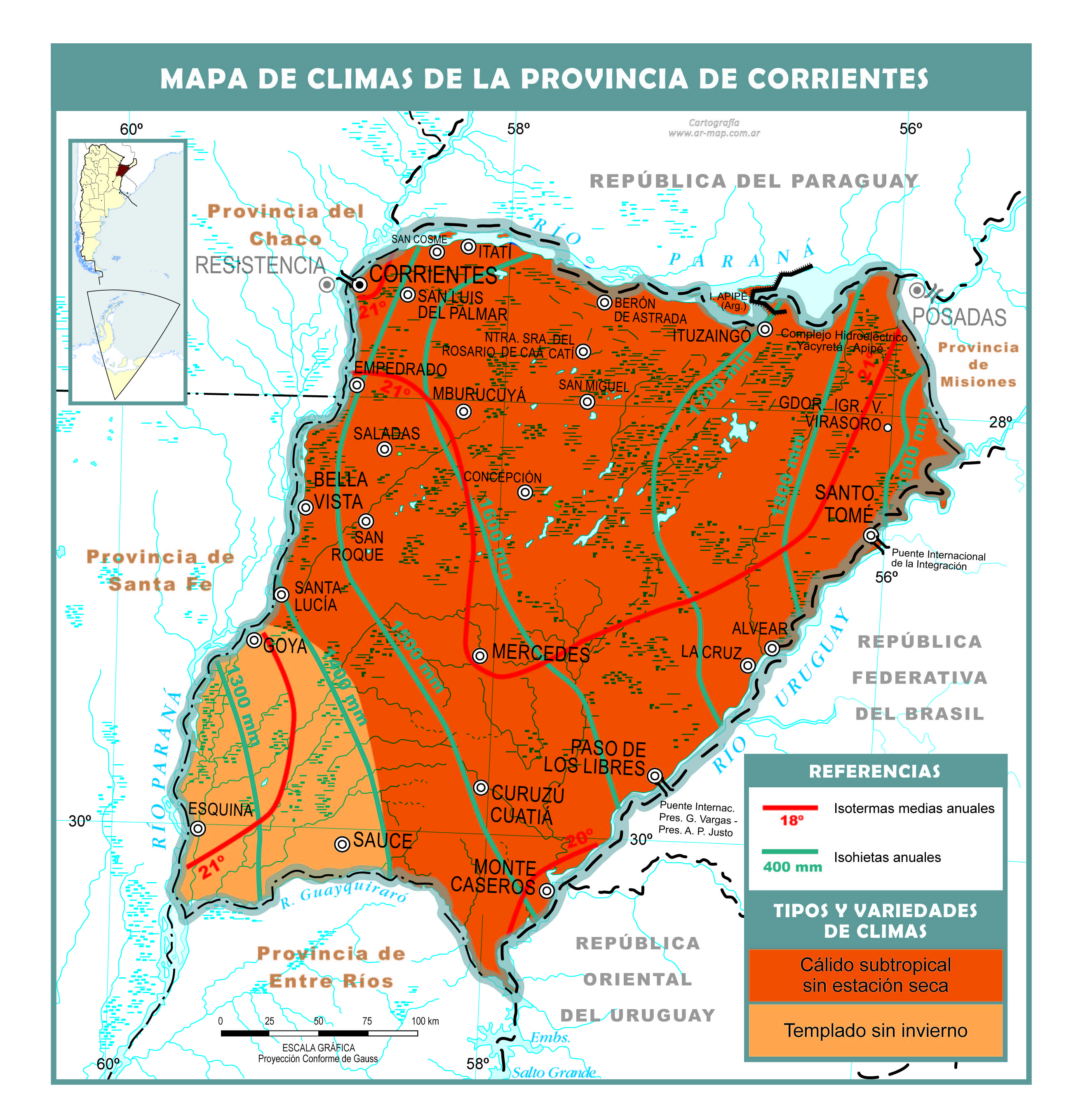 Mapa climático de Corrientes