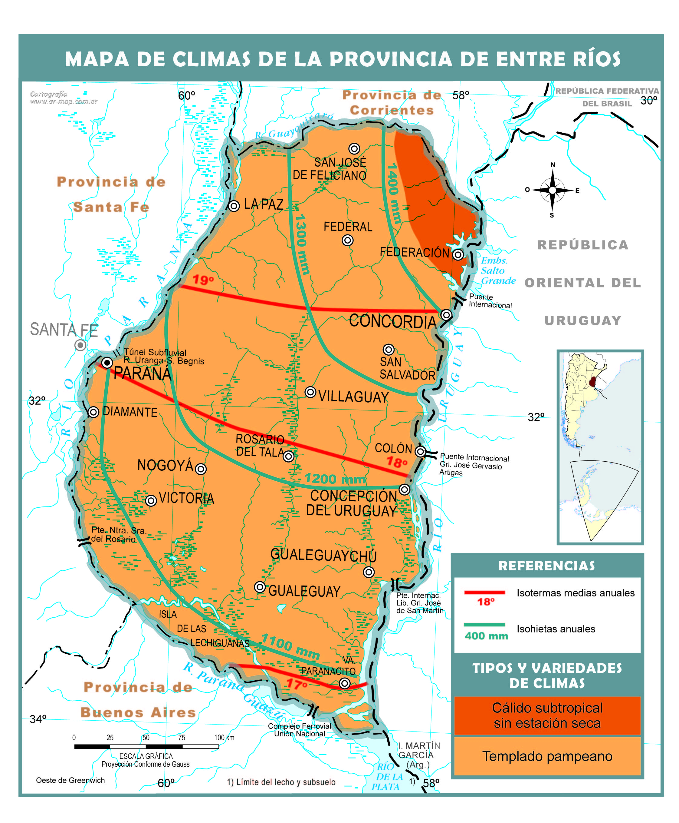 Mapa climático de Entre Rios