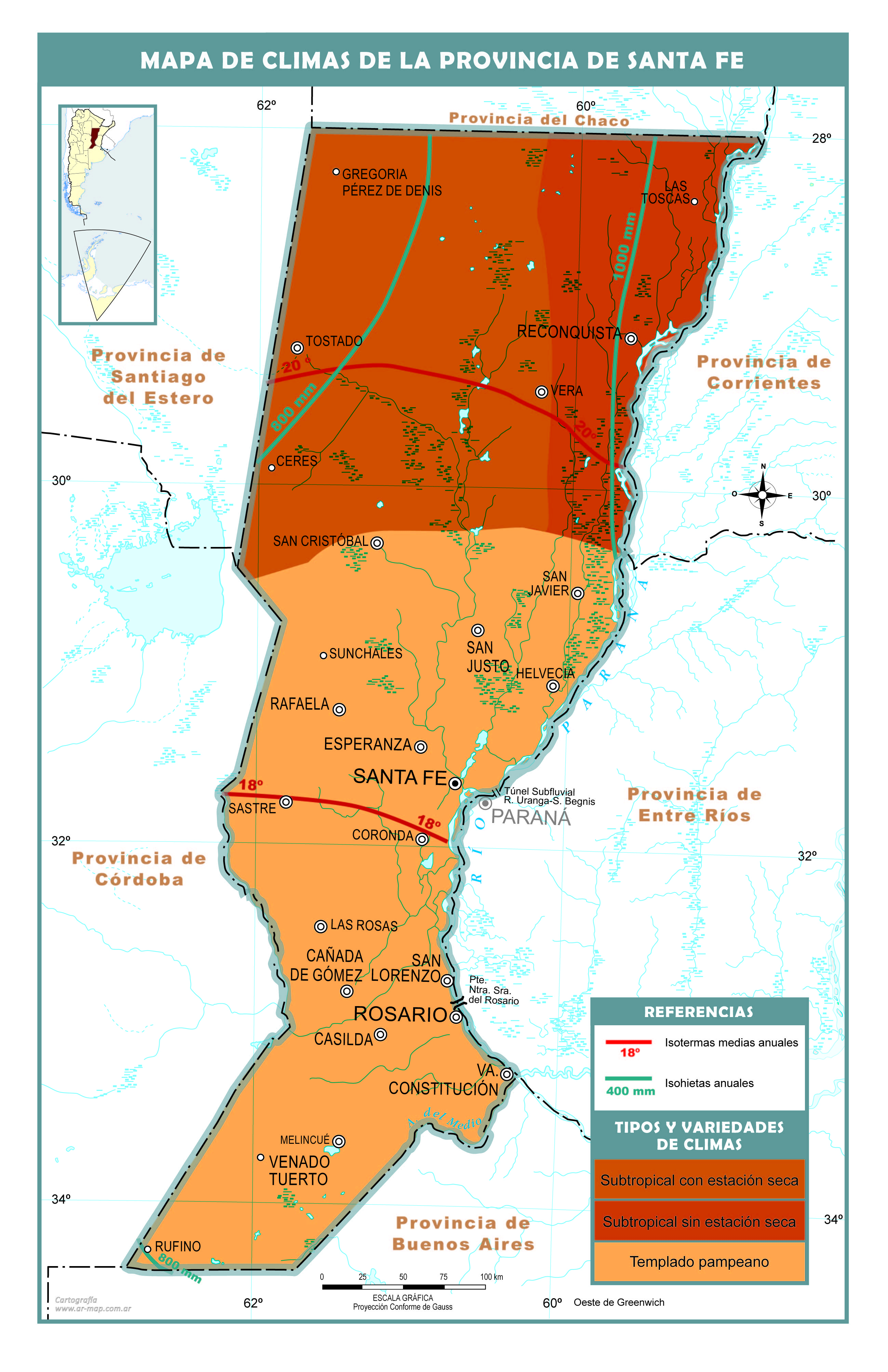 Mapa climático de Santa Fe